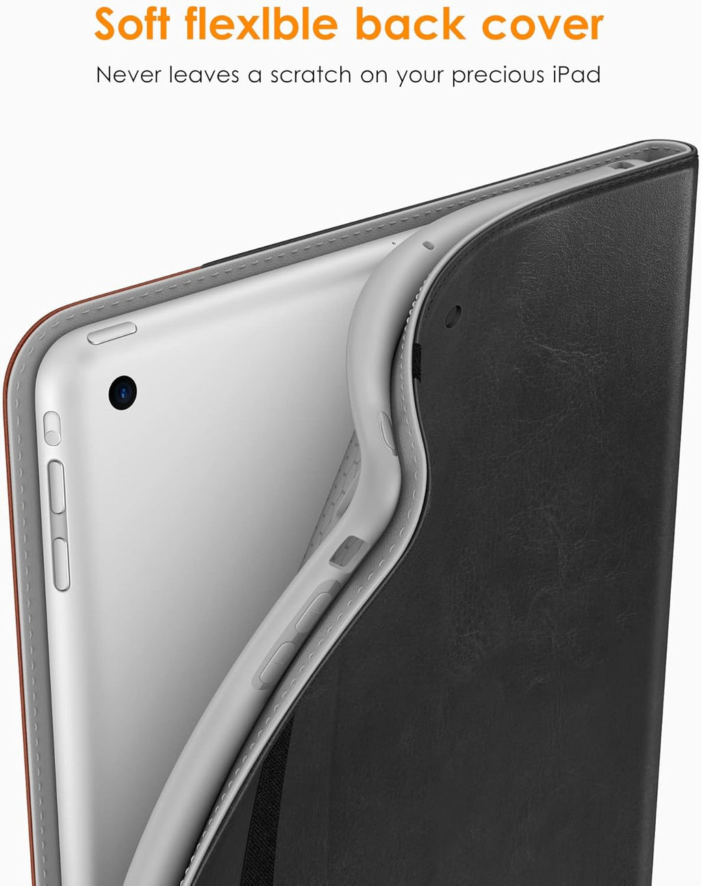 for Ipad Mini 1 2 3 Case, Premium Leather Folio Stand Cover Case with Multi-Angle Viewing and Auto Wake-Sleep Function, Front Pocket for Ipad Mini 1/Mini 2/Mini 3 - Black Brown