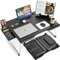 Mega Table plus Premium XXL Extra Large Laptop Desk for Bed, Table for Laptop in Bed, Desk for Floor | Portable, Folding Legs, Book Stand, Tablet Groove, Drawer, Extra Wide Surface (Black Onyx)