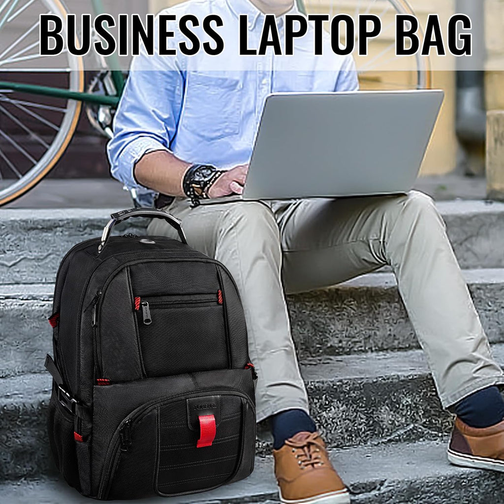Large Backpack for Men, Extra Large Laptop Backpacks for Men Women, Water Resistant Travel Backpack Airline Approved Business Work Bag Fits 17 Inch Computer, Black